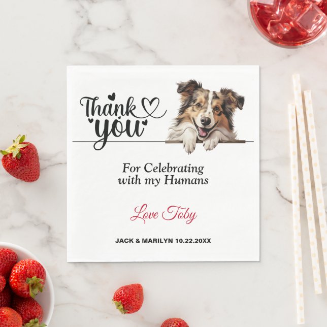 Shetland Sheepdog Wedding Thank You Napkin (Insitu)