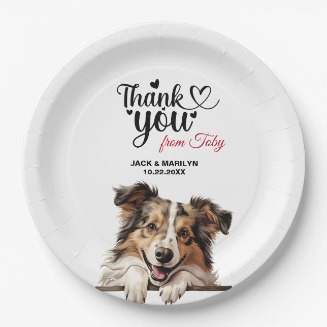 Shetland Sheepdog Wedding Thank You Paper Plate (Front)