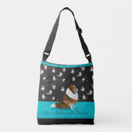Shetland Sheepdogs, 1 Sable Sheltie, Black & Blue Crossbody Bag