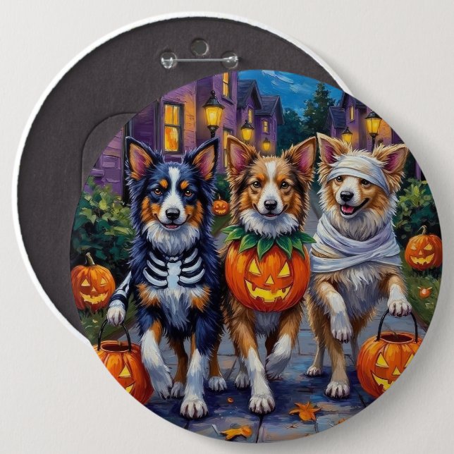 Shetland Sheepdogs in Halloween Costumes 6 Cm Round Badge (Front & Back)