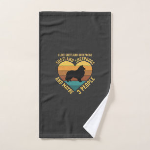 Shetland Sheepdogs Retro Heart Dog Lover Hand Towel