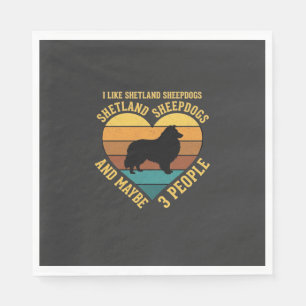 Shetland Sheepdogs Retro Heart Dog Lover Napkin