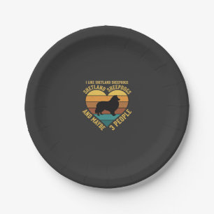 Shetland Sheepdogs Retro Heart Dog Lover Paper Plate
