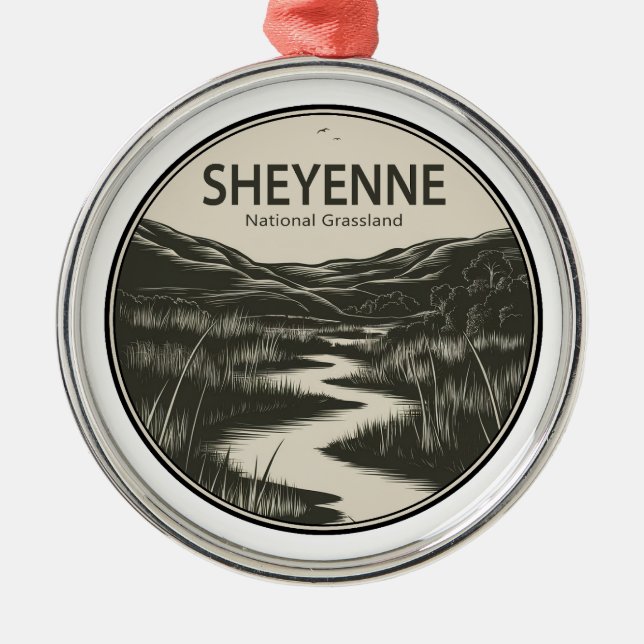 Sheyenne National Grassland Stream Metal Tree Decoration (Front)