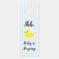 Shh baby is sleeping  Blue stripe door hanger