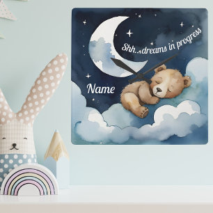 Shh... Dreams in Progress Sleeping Bear Square Wall Clock
