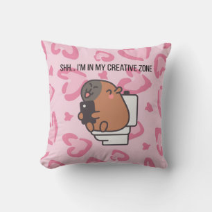 Shh… I’m in My Creative Zone   Funny Capybara Deco Cushion