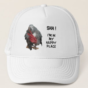 "Shh! I'm in my Happy Place Parrot Trucker Hat