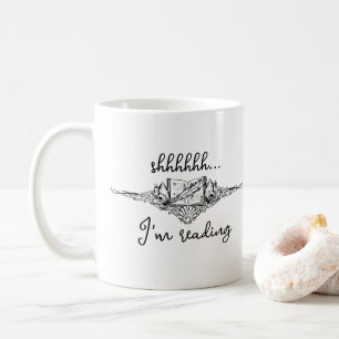 Shh I'm Reading Open Book with Seashells Coffee Mug