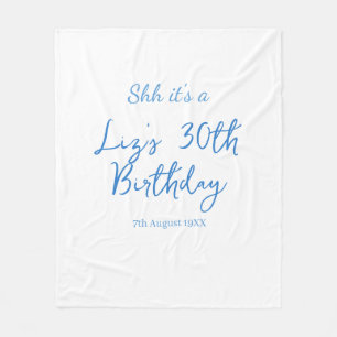 shh its a 30th birthday name date blue simple mini fleece blanket
