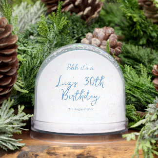 shh its a 30th birthday name date blue simple mini snowglobe