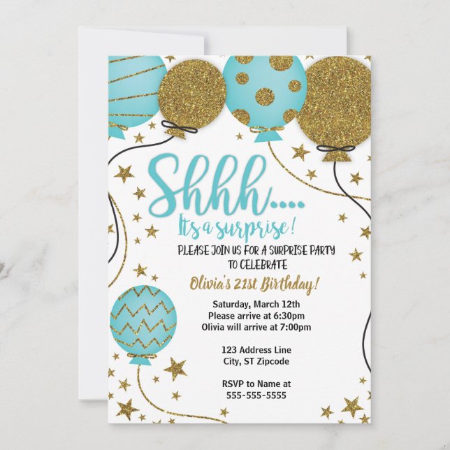 Shh It's a Surprise Party Invitation (Front)