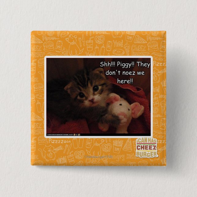 Shh!!! Piggy!! 15 Cm Square Badge (Front)