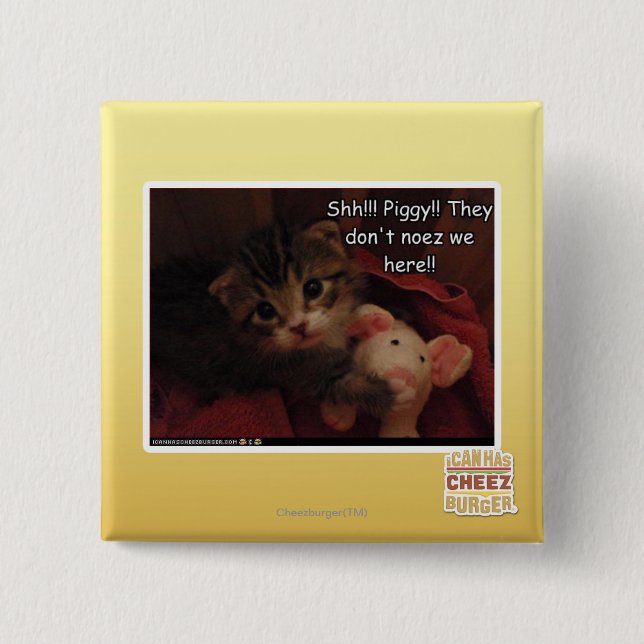 Shh!!! Piggy!! 15 Cm Square Badge (Front)