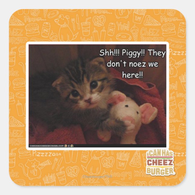 Shh!!! Piggy!! Square Sticker (Front)
