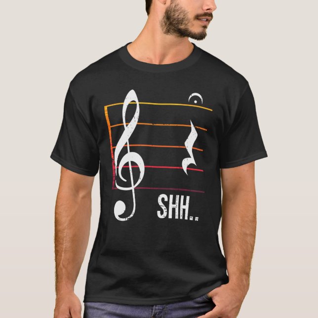 Shh Quarter Rest Fermata Music Musician T-Shirt (Front)