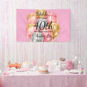 Shh Surprise Birthday Party Banner