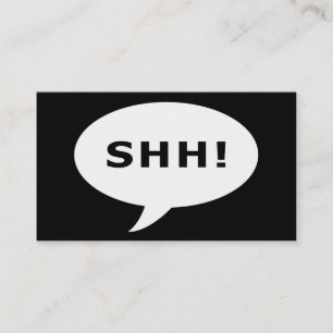 shh! surprise party comic bubble business card