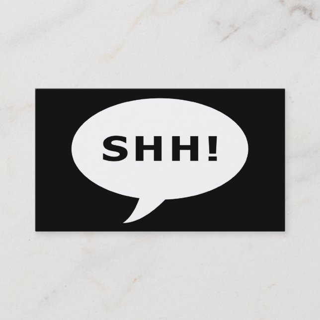 shh! surprise party comic bubble business card (Front)