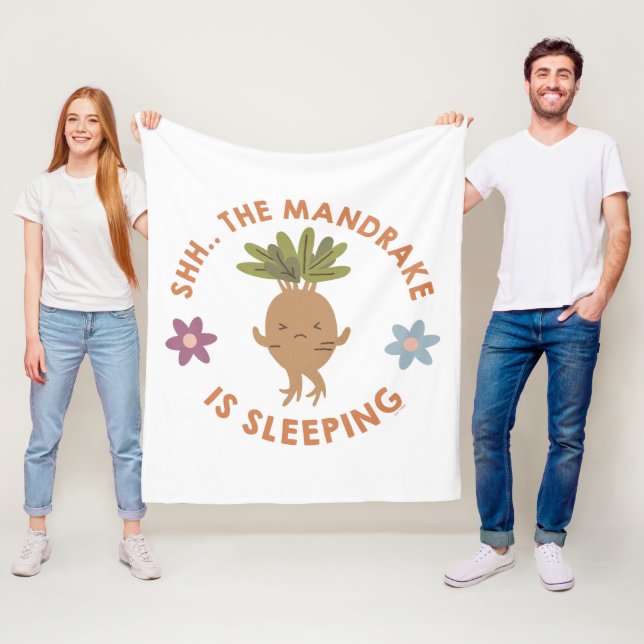 Shh.. The Mandrake Is Sleeping Fleece Blanket (In Situ)