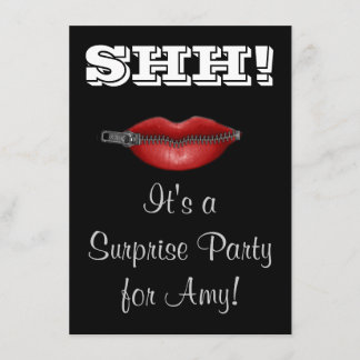 SHH! ZIP your lip surprise party invite