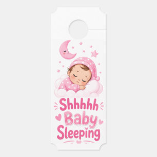 Shhh Baby Girl Sleeping - Large Ticket doorhanger