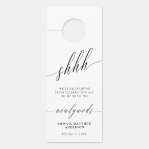 Shhh Delicate Calligraphy Do Not Disturb Wedding Door Hanger