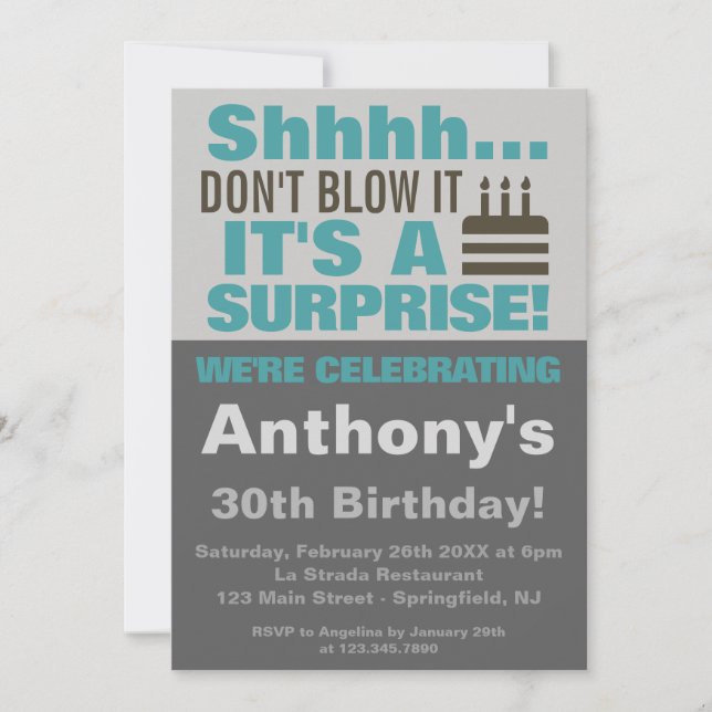 Shhh Don't blow it it's a surprise birthday party Invitation (Front)
