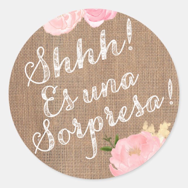 Shhh! Es una Sorpresa! Surprise sticker en español (Front)