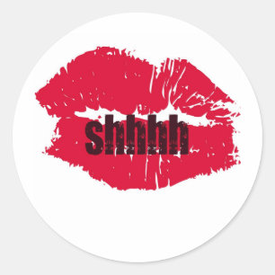 SHHH HOT LIPS PRINT CLASSIC ROUND STICKER