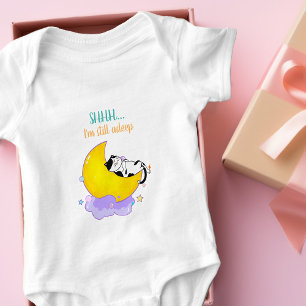 “Shhh, I am still asleep" Cute Kitty Sleep on Moon Baby Bodysuit