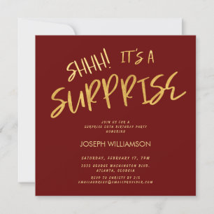 Shhh! It's a Surprise 50th Birthday Gold Burgundy Invitation