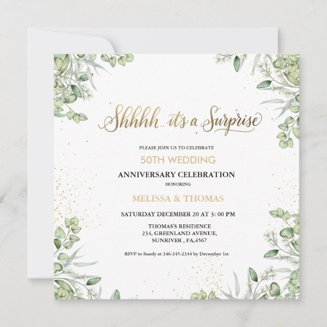 Shhh It's a surprise 50th Wedding Anniversary Invitation (Front)