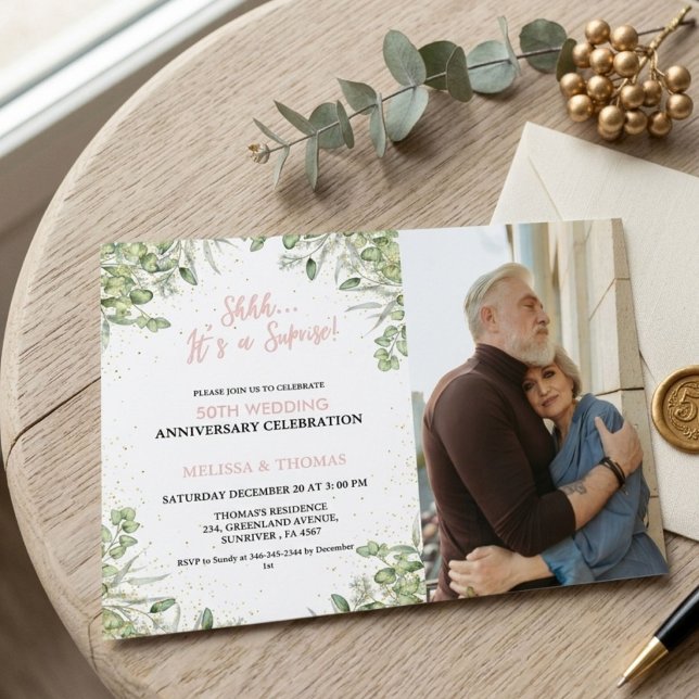 Shhh It's a surprise 50th Wedding Anniversary  Invitation (Creator Uploaded)