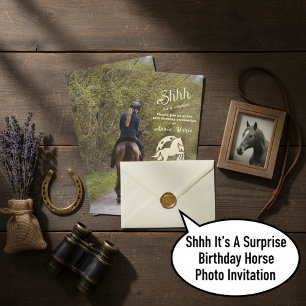 Shhh It's A Surprise Birthday Horse Photo Invitation