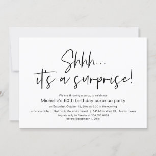 Shhh, It's a Surprise Birthday Party Celebration Invitation