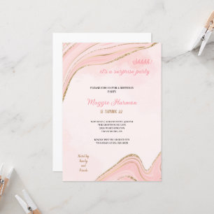 shhh it's a surprise simple pink  party birthday invitation