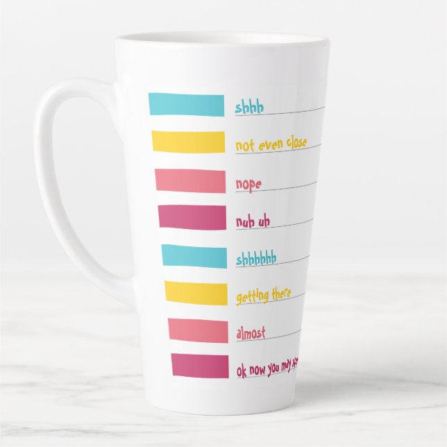 Shhh No Talking! Funny Colourful Cute Latte Mug (Left)