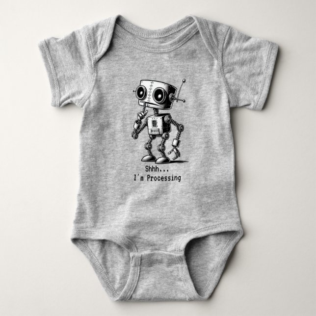 Shhh Robot – Shhh… I’m Processing Baby Bodysuit (Front)
