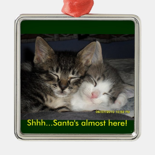 Shhh...Santa's almost here! Metal Tree Decoration (Front)
