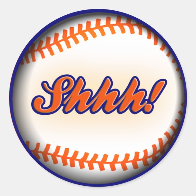 Shhh sticker for Surprise party baseball invite (Front)
