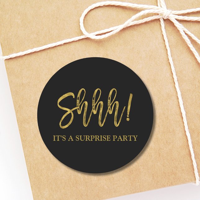 Shhh! Surprise Birthday Party Birthday Classic Round Sticker (Creator Uploaded)