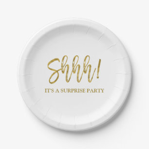 Shhh! Surprise Birthday Party Birthday Paper Plate