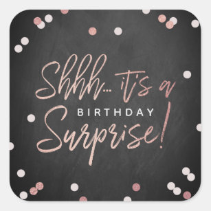Shhh... Surprise Birthday Party Favour Square Sticker