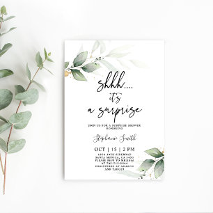 Shhh Surprise Greenery Bridal Shower Invitation