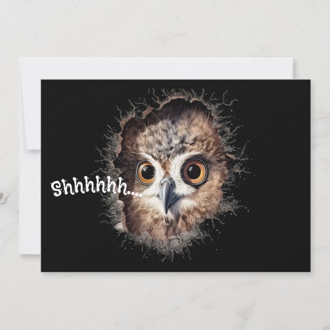 Shhh Surprise Party Invite | Owl & Monkey (Front)