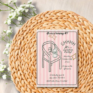 Shhh Surprise Party Pink Stripes Invitation