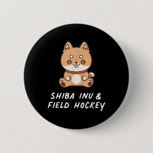 Shi Inu And Field Hockey Kawaii Sports Japanese Do 6 Cm Round Badge