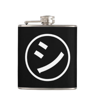 ㋛ Shi Kana Katakana Smiling Emoji / Emoticon Hip Flask