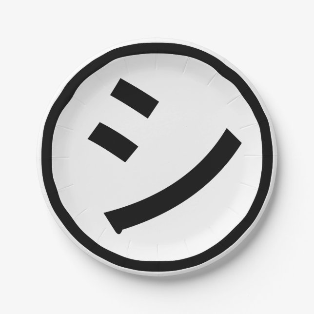 ㋛ Shi Kana Katakana Smiling Emoji / Emoticon Paper Plate (Front)